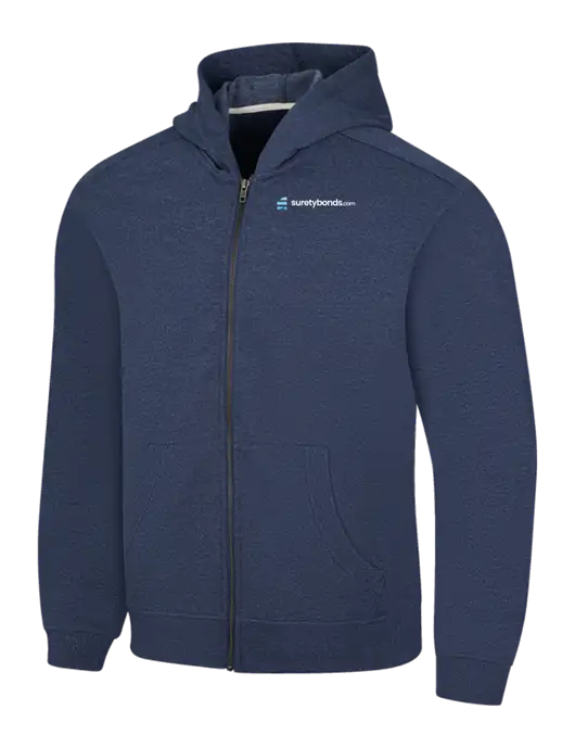 Navy Heather Re-Fleece Full-Zip Hoodie w/SuretyBonds.com Logo
