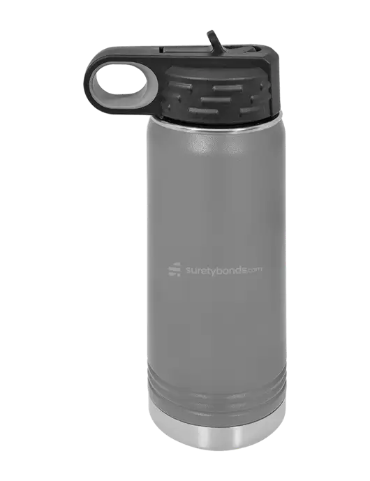 Polar Camel 20 oz Powder Coated Grey Vacuum Insulated Water Bottle w/SuretyBonds.com Logo