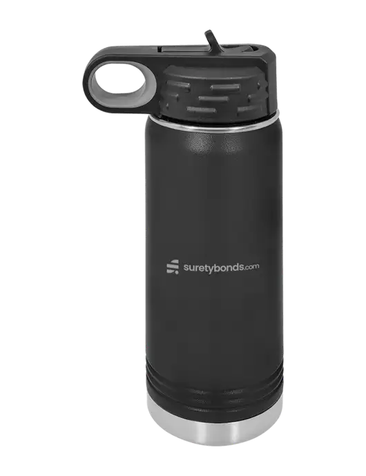 Polar Camel 20 oz Powder Coated Black Vacuum Insulated Water Bottle w/SuretyBonds.com Logo