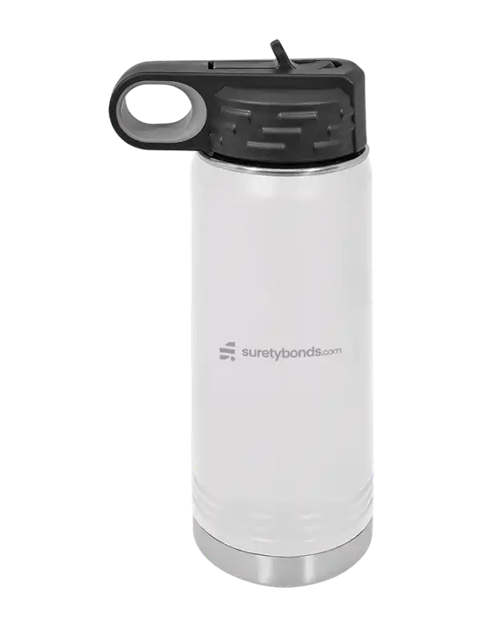 Polar Camel 20 oz Powder Coated White Vacuum Insulated Water Bottle w/SuretyBonds.com Logo