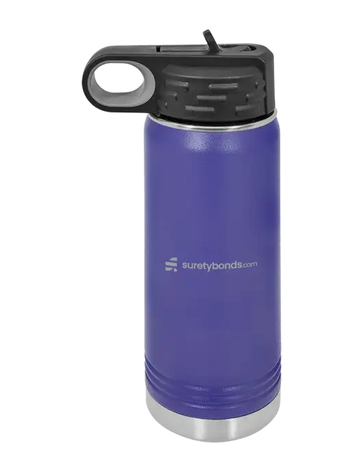 Polar Camel 20 oz Powder Coated Purple Vacuum Insulated Water Bottle w/SuretyBonds.com Logo