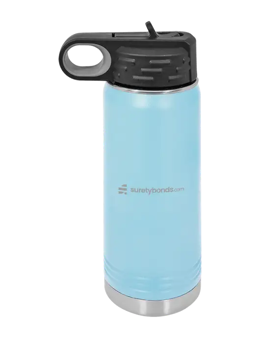 Polar Camel 20 oz Powder Coated Light Blue Vacuum Insulated Water Bottle w/SuretyBonds.com Logo