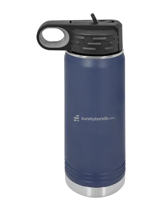 Polar Camel 20 oz Powder Coated Navy Vacuum Insulated Water Bottle w/SuretyBonds.com Logo