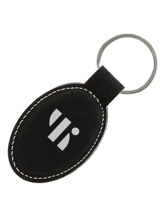 Black Leatherette Oval Keychain w/SuretyBonds.com Icon Logo