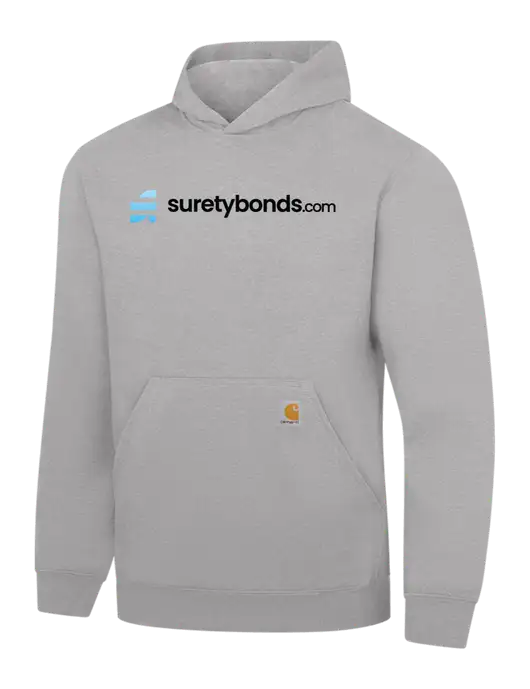 Carhartt Light Grey Heather Midweight Hooded Sweatshirt w/SuretyBonds.com Logo