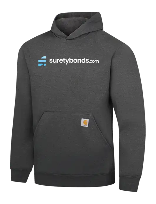 Carhartt Dark Grey Heather Midweight Hooded Sweatshirt w/SuretyBonds.com Logo