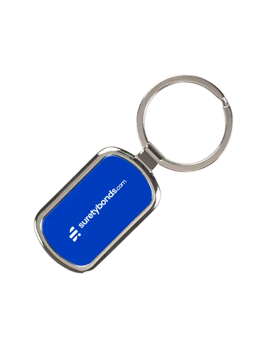Sapphire Laserable Rectangle Keychain w/SuretyBonds.com Logo
