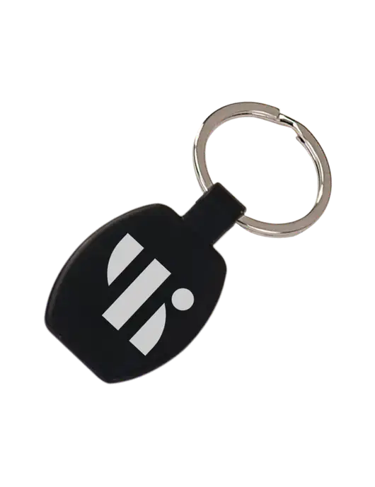 Black Laserable Rounded Rectangle Keychain w/SuretyBonds.com Icon Logo