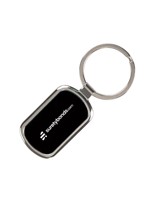 Black Laserable Rectangle Keychain w/SuretyBonds.com Logo