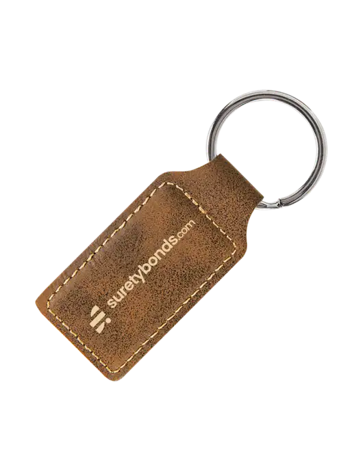 Rustic Laserable Leatherette Rectangle Keychain w/SuretyBonds.com Logo