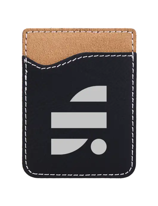 Black Laserable Leatherette Phone Wallet w/SuretyBonds.com Icon Logo