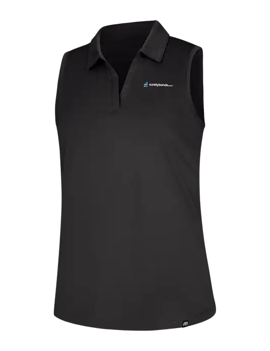 TravisMathew Womens Black Coto Performance Sleeveless Polo w/SuretyBonds.com Logo