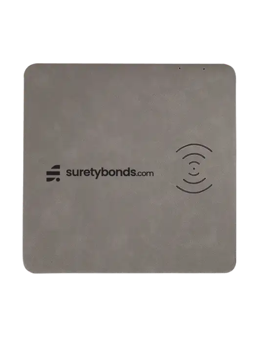 Grey Laserable Leatherette Phone Charging Mat w/SuretyBonds.com Logo