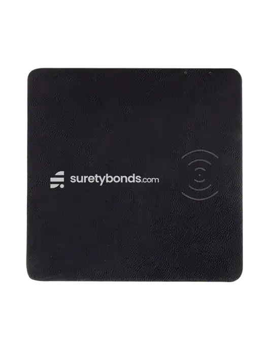 Black Laserable Leatherette Phone Charging Mat w/SuretyBonds.com Logo