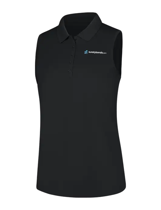 Womens Black Dry Zone UV Micro-Mesh Sleeveless Polo w/SuretyBonds.com Logo