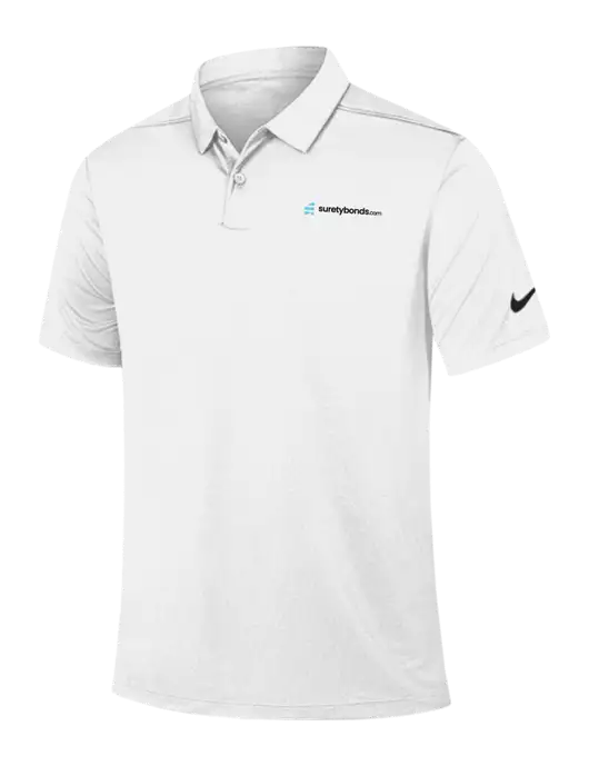 Nike White Dry Essential Solid Polo w/SuretyBonds.com Logo