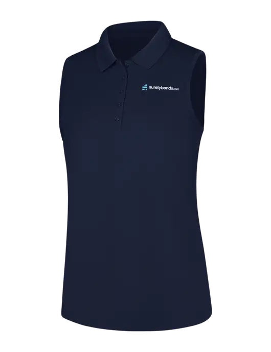 Womens Navy Dry Zone UV Micro-Mesh Sleeveless Polo w/SuretyBonds.com Logo