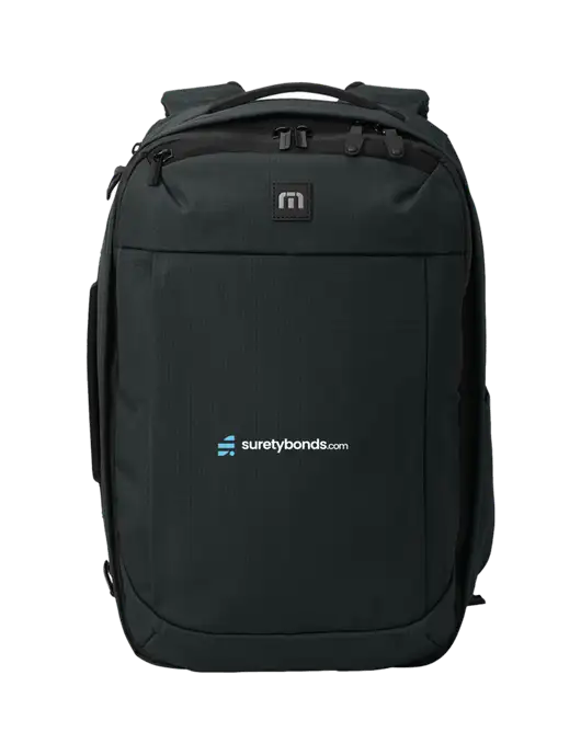 TravisMathew Black Convertible Backpack w/SuretyBonds.com Logo