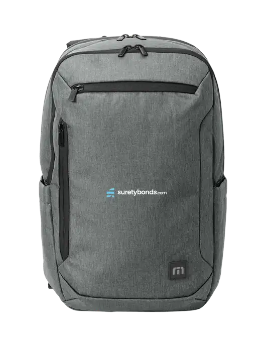 TravisMathew Medium Grey Heather Duration Backpack w/SuretyBonds.com Logo