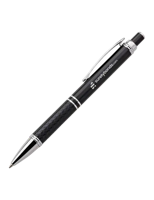 Black Stellar Scribe Pen - Black Ink w/SuretyBonds.com Logo