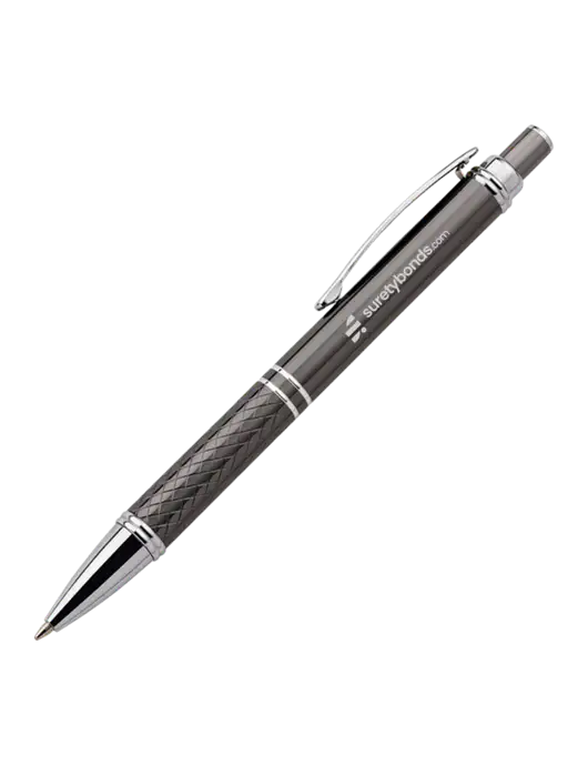 Dark Grey Stellar Scribe Pen - Black Ink w/SuretyBonds.com Logo