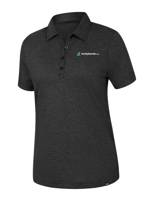 TravisMathew Womens Black Heather Sunnyvale Polo w/SuretyBonds.com Logo