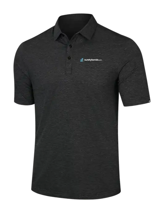 TravisMathew Black Heather Sunnyvale Polo w/SuretyBonds.com Logo