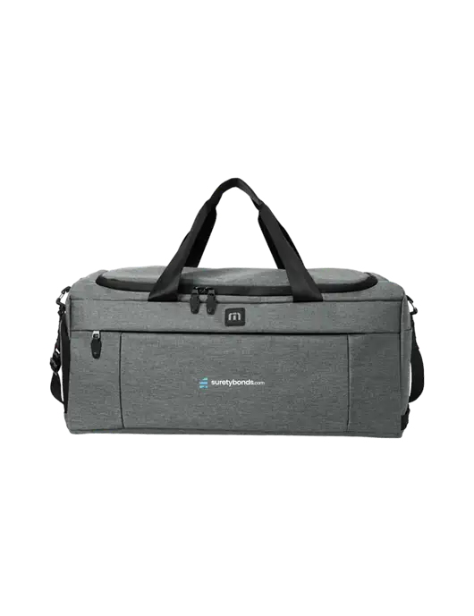 TravisMathew Dark Grey Heather Duration Duffel w/SuretyBonds.com Logo