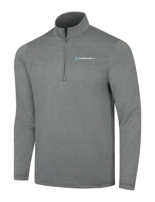 TravisMathew Dark Grey Heather Coveside ¼-Zip w/SuretyBonds.com Logo