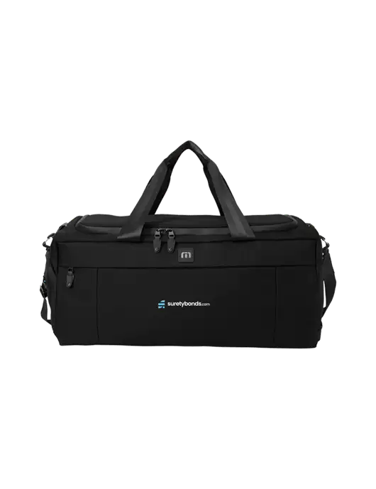 TravisMathew Black Duration Duffel w/SuretyBonds.com Logo