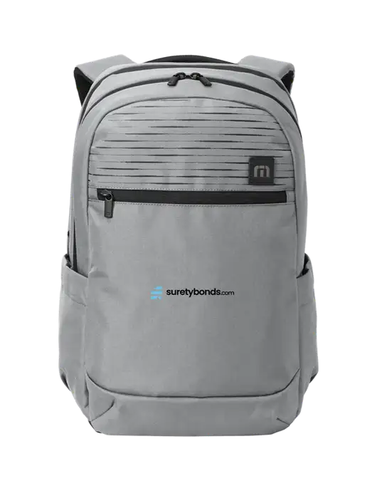 TravisMathew Light Grey Approach Backpack w/SuretyBonds.com Logo