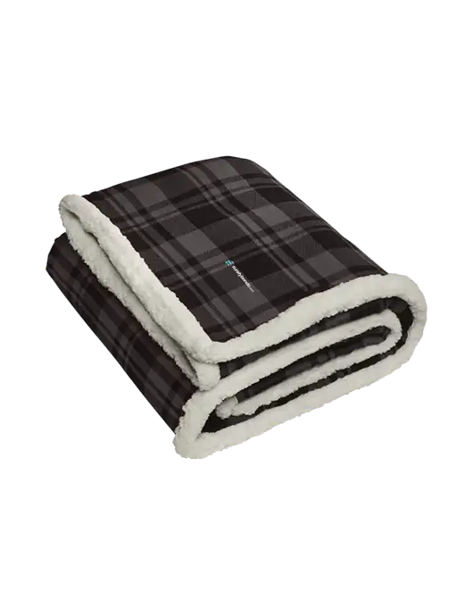 Charcoal/Medium Grey Flannel  Sherpa Blanket w/SuretyBonds.com Logo