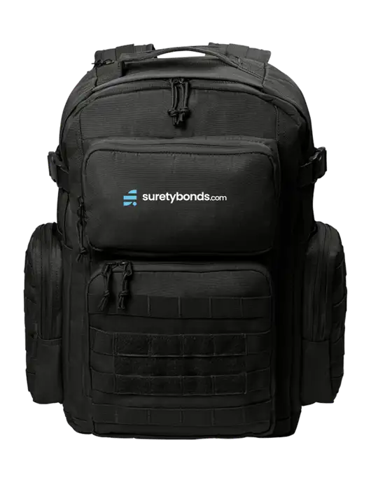 CornerStone Black Tactical Backpack w/SuretyBonds.com Logo
