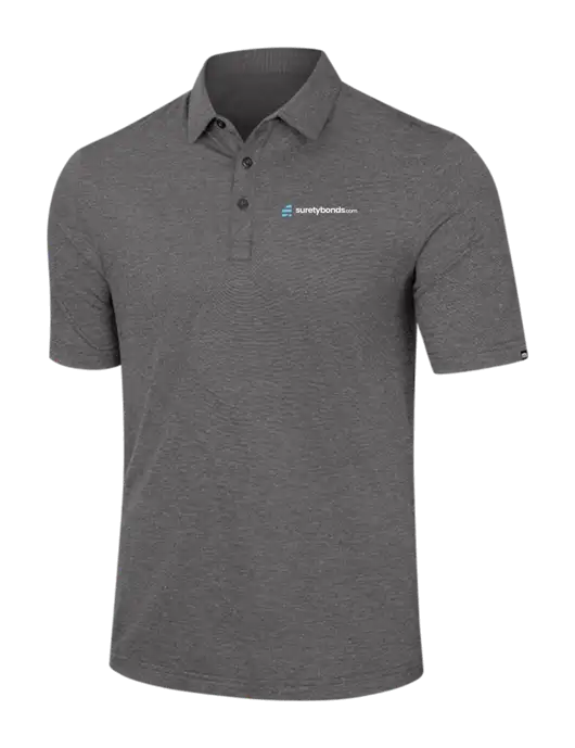 TravisMathew Dark Grey Heather Sunnyvale Polo w/SuretyBonds.com Logo