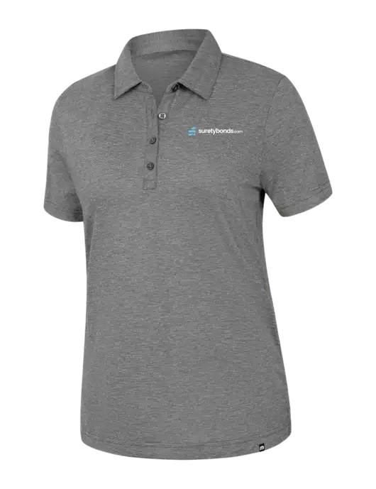 TravisMathew Womens Dark Grey Heather Sunnyvale Polo w/SuretyBonds.com Logo