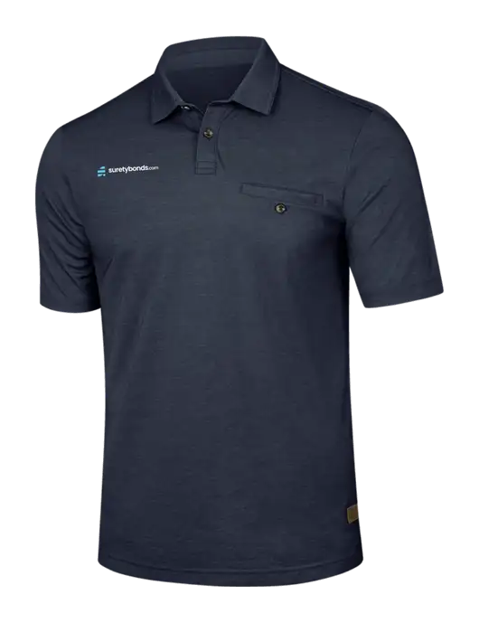 TravisMathew Navy Sunsetters Pocket Polo w/SuretyBonds.com Logo