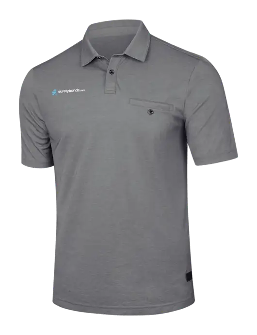 TravisMathew Medium Grey Heather Sunsetters Pocket Polo w/SuretyBonds.com Logo