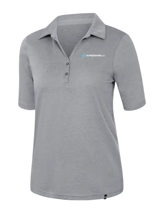 TravisMathew Womens Medium Grey Heather Sunsetters Polo w/SuretyBonds.com Logo