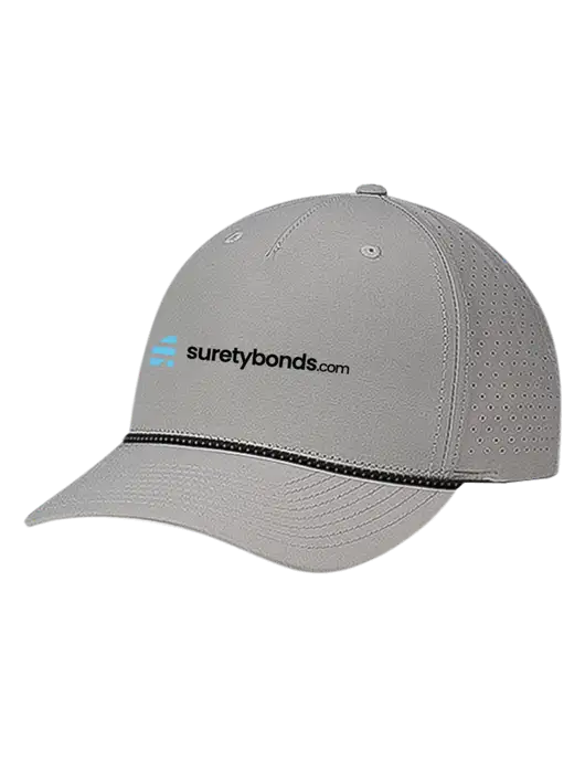 Richardson Laser Perf Performance Light Grey/Black-Grey Rope Cap w/SuretyBonds.com Logo