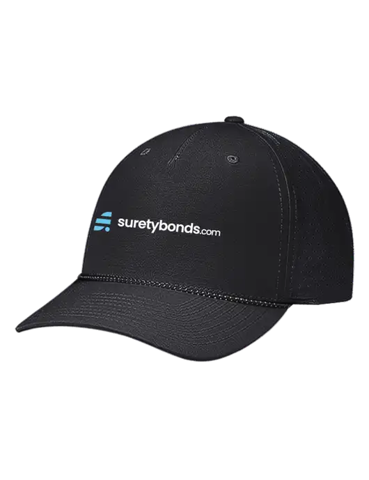 Richardson Laser Perf Performance Black/Black-Grey Rope Cap w/SuretyBonds.com Logo