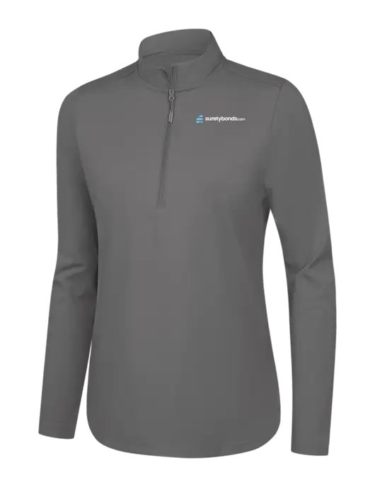  Womens Dark Medium Grey C-FREE Double Knit 1/4-Zip w/SuretyBonds.com Logo