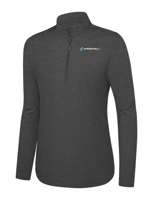  Womens Dark Grey Heather C-FREE Double Knit 1/4-Zip w/SuretyBonds.com Logo