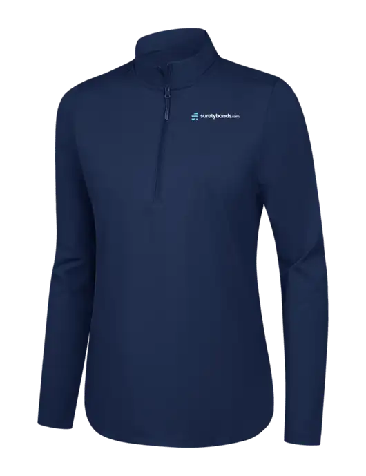  Womens Dark Navy C-FREE Double Knit 1/4-Zip w/SuretyBonds.com Logo