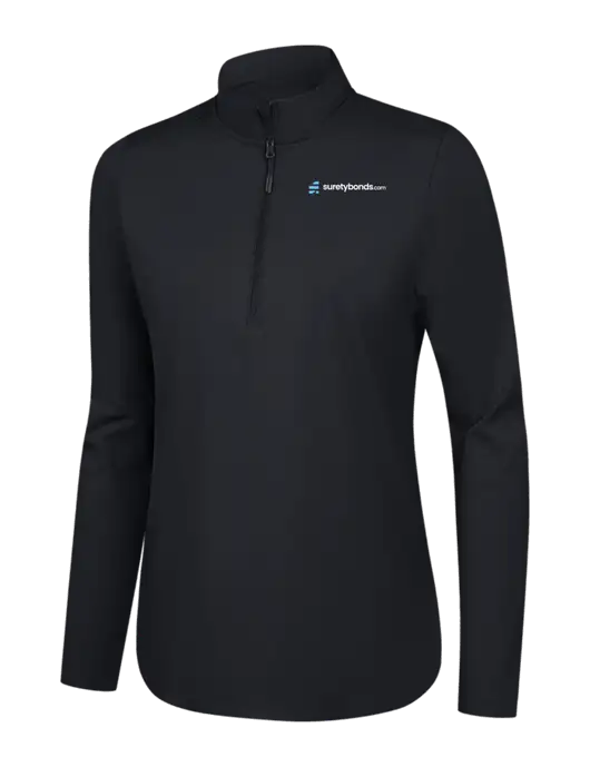  Womens Black C-FREE Double Knit 1/4-Zip w/SuretyBonds.com Logo
