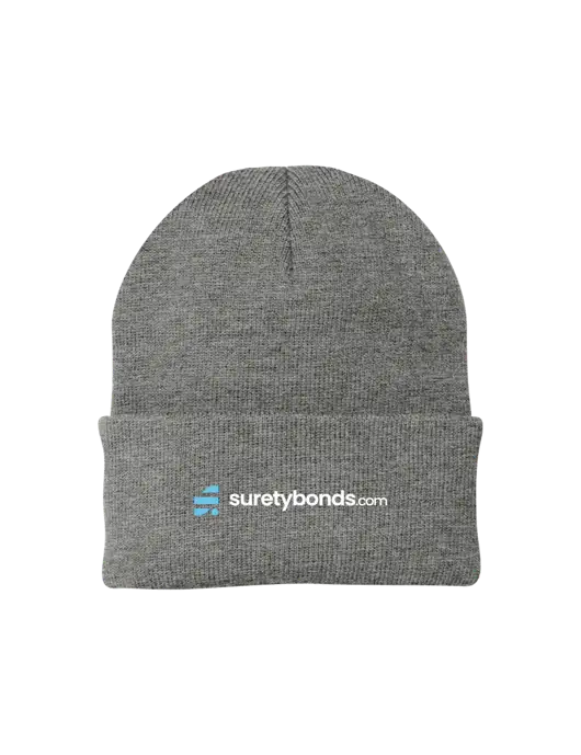 Medium Grey Heather Knit Cap w/SuretyBonds.com Logo