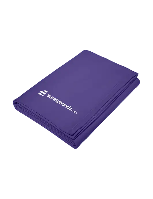 Core Purple Fleece Sweatshirt Blanket w/SuretyBonds.com Logo