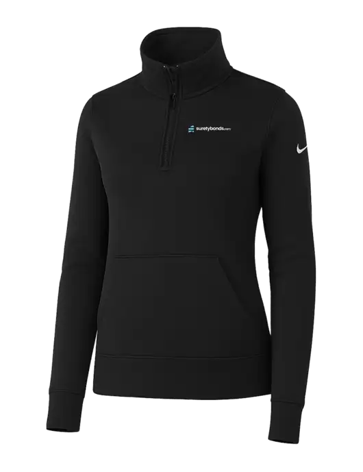 Nike Womens Black Club Fleece Sleeve Swoosh 1/2-Zip w/SuretyBonds.com Logo