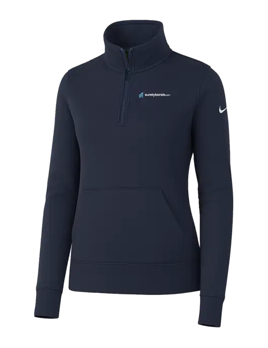 Nike Womens Dark Navy Club Fleece Sleeve Swoosh 1/2-Zip w/SuretyBonds.com Logo
