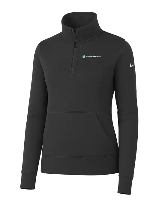 Nike Womens Dark Grey Club Fleece Sleeve Swoosh 1/2-Zip w/SuretyBonds.com Logo