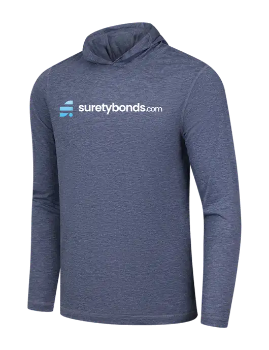 Luxury Active Navy Heather Lightweight Tri-Blend Wicking Long Sleeve Hoodie w/SuretyBonds.com Logo